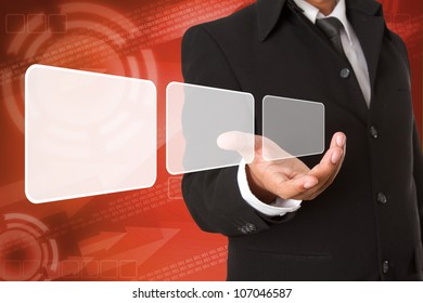 Screen Button Interface on Business hand