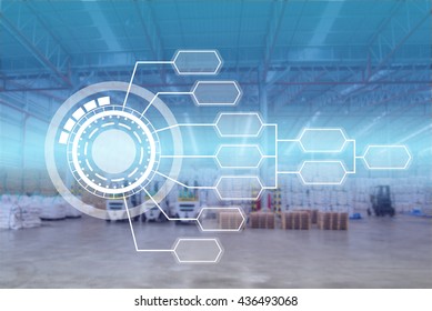 screen interface chart blank with warehouse background