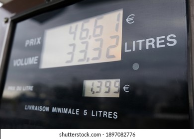 Screen Of A Petrol Pump In France