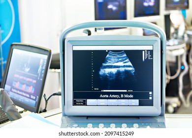 Screen of a portable medical ultrasound machine