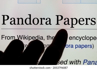 Screen With Wikipedia Search Pandora Papers. 11.9 Million Leaked Documents That Were Published By The  International Consortium Of Investigative Journalists 2021.10.04 Rome Italy