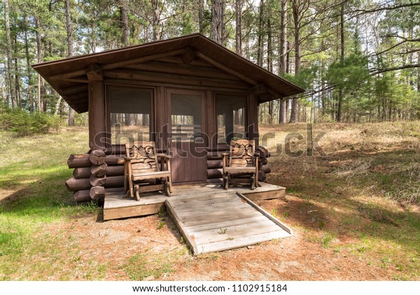 Screenhouse Historic East Cabin Itasca State Stock Image