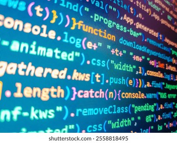 Screens with program web code and mouse  monitor background. Stock price chart. Computer script. Image of financial data processing over scopes scanning. Science concept. Coding concept.