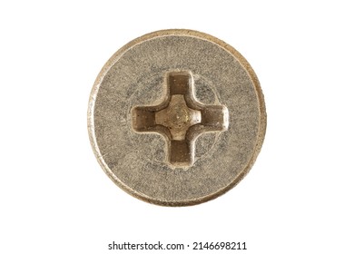 Screw cap on a light background. Top view of the screw head. isolated.