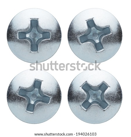Screw heads isolated on a white background