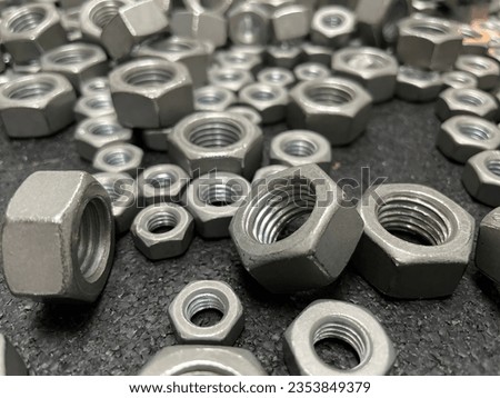 Screw nut used for various industries. Screw nut closeup
Stainless bolt nut.