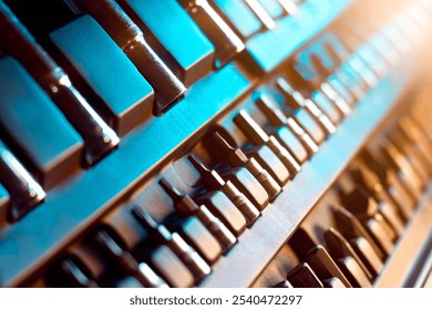 Screwdriver bit set toolbox – Various professional chrome vanadium screwdriver heads, types and sizes for wrench and drill organized in tool box. - Powered by Shutterstock