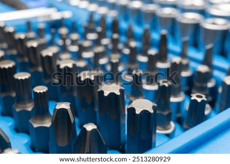 Screwdriver bits set, close up 