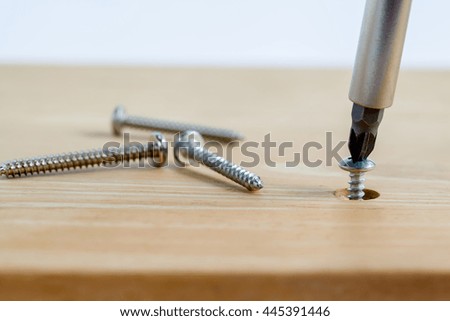 Screwdriver isolated on wood background
