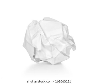 A screwed up piece of paper over a white background.
