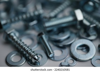 Screws bolts threads steel washers nails grommet machine parts                              