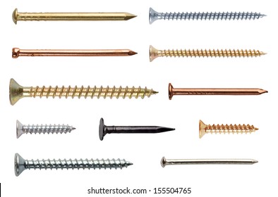 Screws And Nails Isolated On White