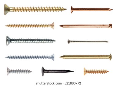 Screws And Nails Isolated On White