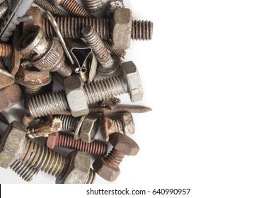 Screws and rust on White background