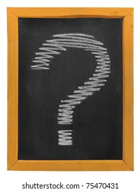 Scribble question marks by chalk on blackboard
