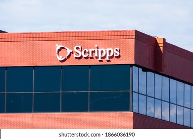 Scripps Sign Logo On The Building Facade Of Nonprofit Health Care System Scripps Health - San Diego, California, USA - 2020