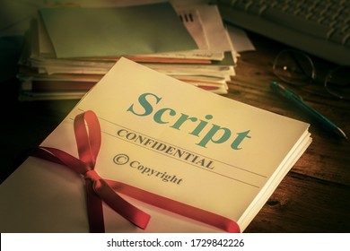 Script Old retro grunge screenplay manuscript by author ready for Proofreading Closeup - Shutterstock ID 1729842226