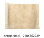 Scroll of old parchment paper isolated on white