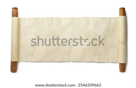 Scroll of old parchment paper isolated on white