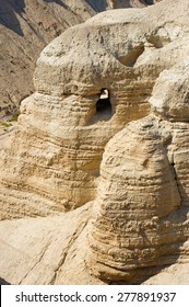 The scrolls cave of Qumran in Israel where the dead sea scrolls have been found