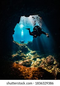 Scuba Diver In Cave, Malta