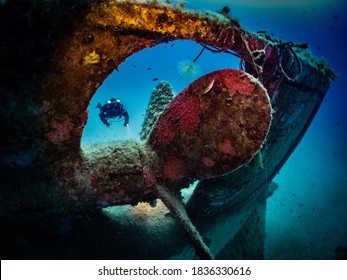 Scuba Diver In Shipwreck, Malta