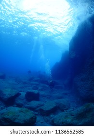 scuba divers underwater exploring scenery - Shutterstock ID 1136552585