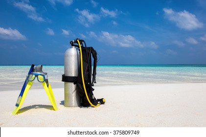 Scuba Diving Gear On A Beach