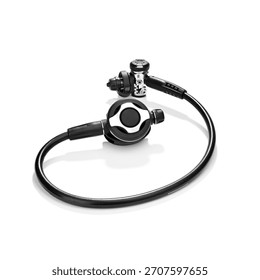 Scuba diving regulator first and second stage isolated on white background 