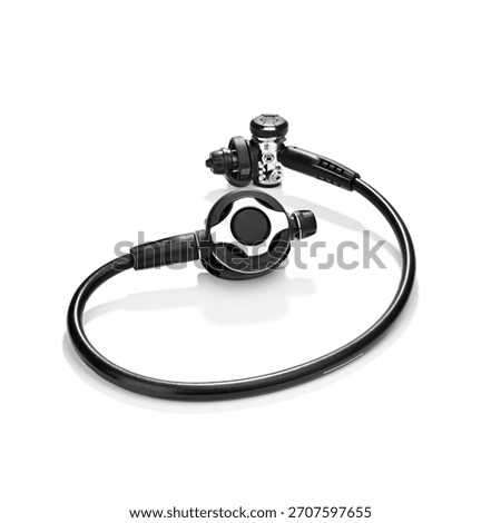 Scuba diving regulator first and second stage isolated on white background 