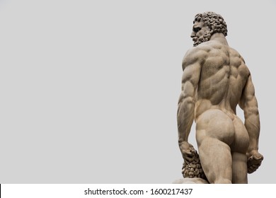 Sculpture Of Ancient Greek Naked Man From Behind Looking At The Sky