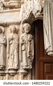 Sculpture Of The Apostle James On The Tympanum Of St. Jerome. Santiago De Compostela Cathedral