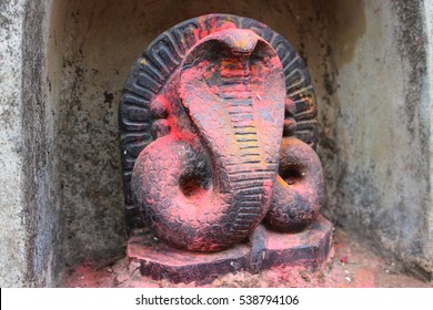 Sculpture Cobra used for worship in South India. Nag Panchami.