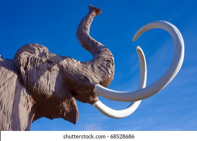 Sculpture Of Extinct Wooly Mammoth.