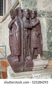 Sculpture of four Tetrarchs, late roman emperors, on wall of Palazzo Ducale (Doges Palace) on Piazza San Marco (Saint Mark square)