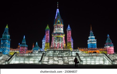 Sculpture At The Harbin Ice Festival In China.