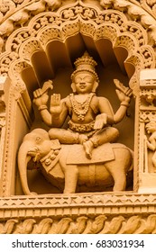 A sculpture of the Hindu God Indra at the temple of Srikantheswara in Nanjangud, South India.