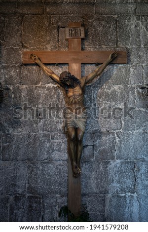 Sculpture of Jesus crucified in a church