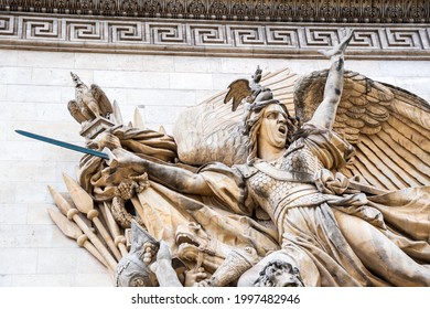 Sculpture "La Marseillaise" on the Arc de Triomphe, famous monument of Paris, France - Shutterstock ID 1997482946