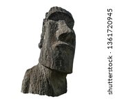 Sculpture of a Moai from Ahu Tongariki (Easter Island, Chile) isolated on white background