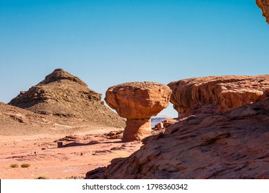 Sculpture Mushroom made by nature in the Arava Valley near Eilat. Timna Park. Israel.  - Shutterstock ID 1798360342