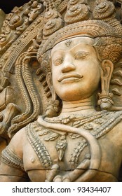 Sculptures Of Demons Of Asia. In The Temple Complex Of Angkor Wa