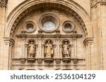 Sculptures on the facade of the cathedral of Santo Domingo de la Calzada, La Rioja, Spain