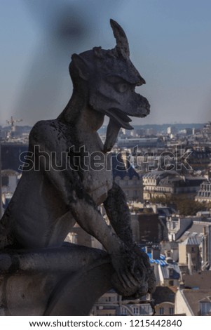 Similar – Image, Stock Photo Gargoyle on Notre Dame In Paris at sunset