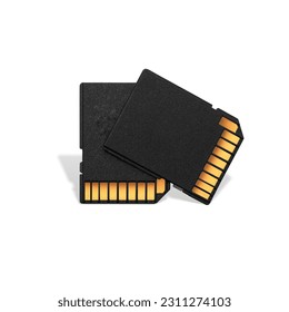 Sd Card, flash card secure digital, memory card with copyspace isolated on a white background. - Shutterstock ID 2311274103