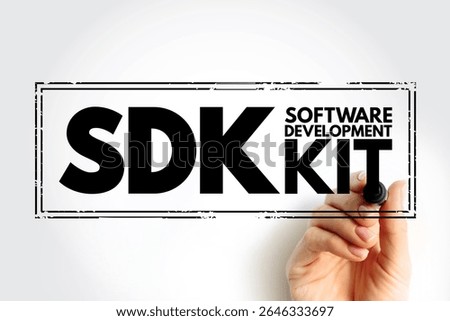 SDK - Software Development Kit is a collection of software development tools in one installable package, acronym stamp concept background