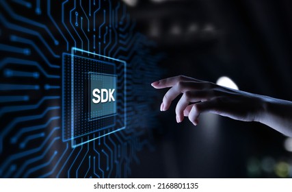 SDK Software development kit programming language technology concept on virtual screen. - Shutterstock ID 2168801135