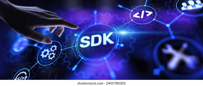 SDK Software development kit programming language technology concept on virtual screen.