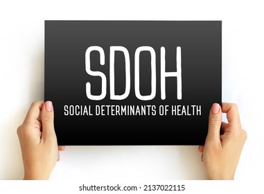 SDOH Social Determinants Of Health - Economic And Social Conditions That Influence Individual And Group Differences In Health Status, Acronym Text On Card