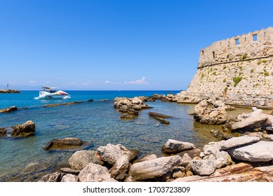 Sea bay in Mandraki port. Rhodes island, Dodecanese, Greece